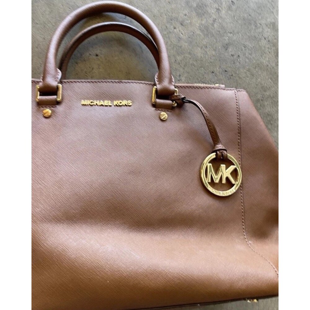 Vintage Michael Kors Women’s  Handbag Bag Brown Gold Saffiano Leather Tote